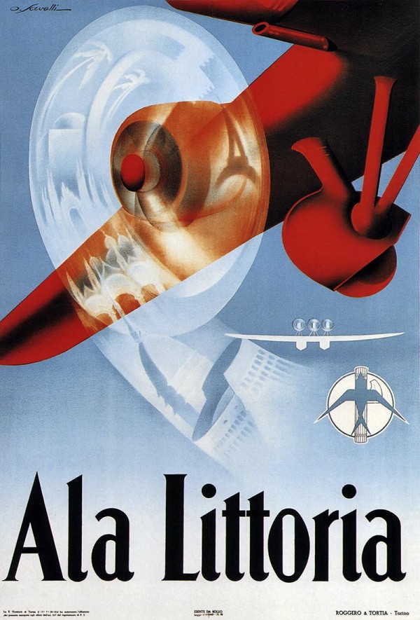 Ala Littoria 1936 Italian poster  Print